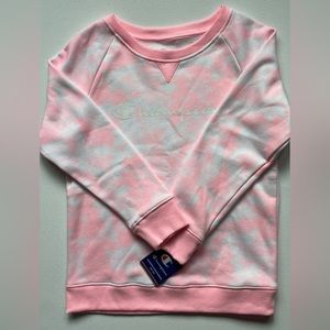 NWT Champion | Girls Sz Large Pink and White Tie Dye sweatshirt, trendy athletic
